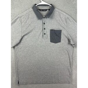 TravisMathew Polo Shirt Mens XL Gray Pocket Golf Casual Pima Cotton Rugby Mens